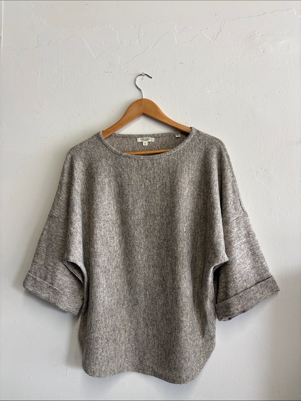 Max Studio London Heathered Taupe Crewneck Sweater
